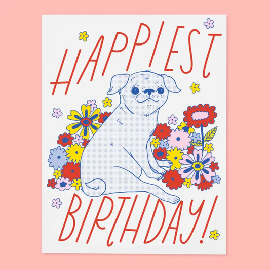 Floral Dog Birthday Card